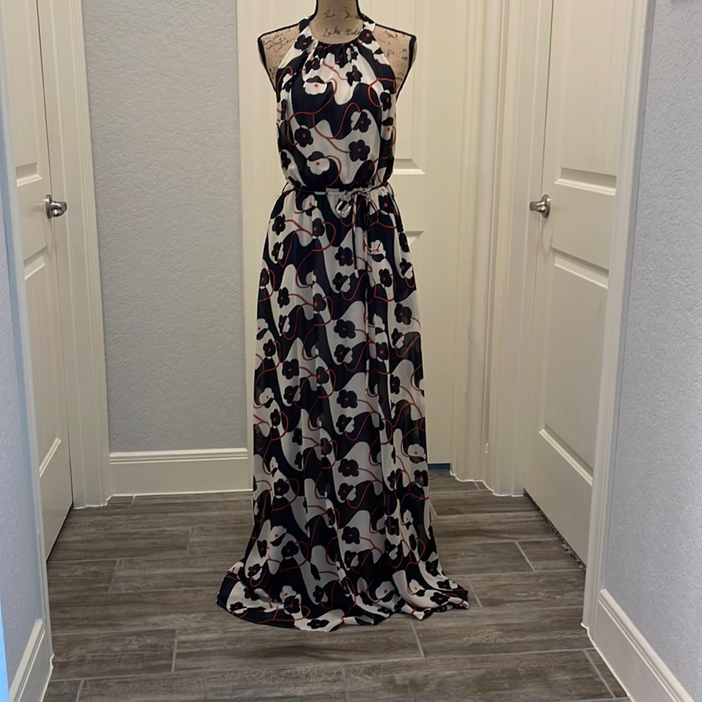 Jessica Simpson womens maxi dress, halter top, back out